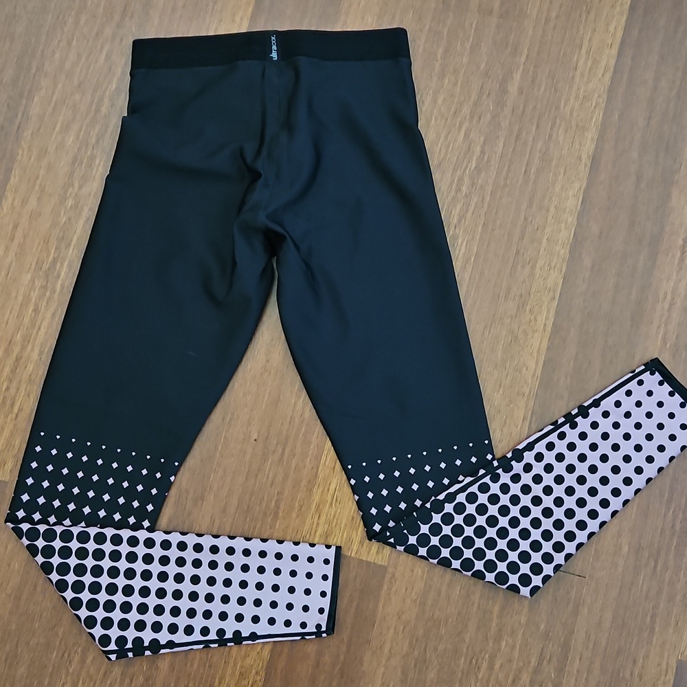 ULTRACOR Leggings Two-tone Black Upper/ Pink Lower With Black Polka-dots Small